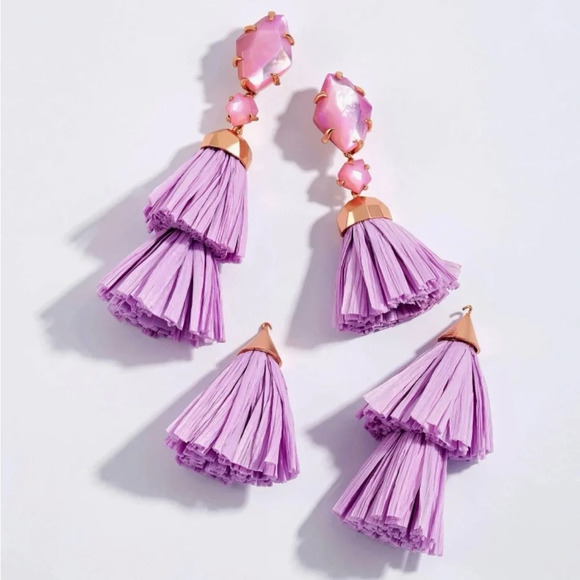 Kendra Scott DENISE 3-IN-1 TASSEL EARRINGS IN PINK
UNBANDED AGATE/ GOLD - Picture 2 of 2